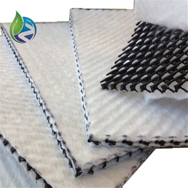 HDPE geotextile geonet composite product image showing bonded geotextile and drainage core